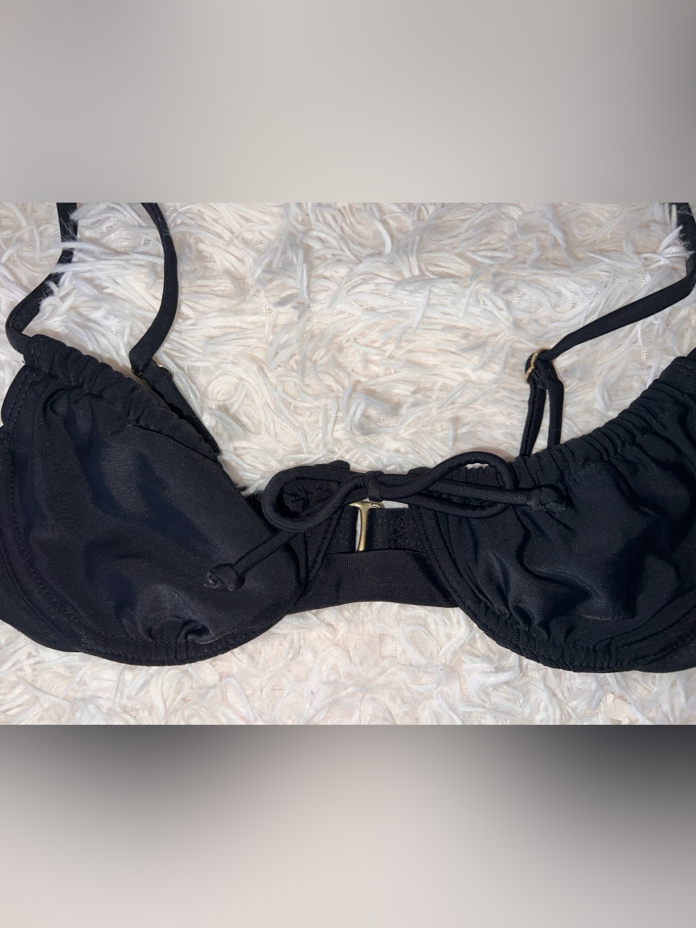 Black Ruched Bikini Top